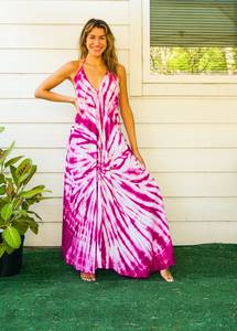 Vestido Maxi Teñido Anudado Sólido, Sencillo y Moderno, de Calidad Superior para Exportación, Ecológico, Transpirable, Sin Mangas, Estilo Dulce, Tejido - Product Image 2
