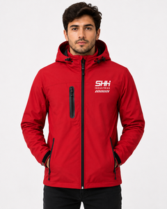 Custom <b>Men</b> Softshell <b>Jacket</b> Waterproof Windproof Hooded Outdoor Hiking Workwear Full Zip Thin Winter Stand Zipper Reflective - Product Image 3