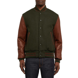 2025 Wholesale <b>Men</b> Custom Cotton Fleece Baseball Jacket Letterman Blank Hooded Varsity Jacket - Product Image 1