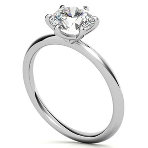 Bague de fiançailles classique en moissanite ronde brillante en or blanc 14 carats, solitaire à 6 griffes, pour demande en mariage - Product Image 5