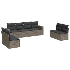 Grand ensemble de canapés de jardin en rotin PE gris foncé avec pieds réglables, mobilier d'extérieur gris au design élégant - Product Image 2