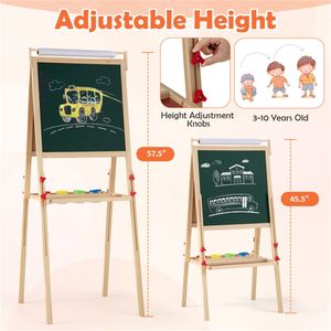 Cavalletto Artistico Regolabile 3-in-1 a Doppia Faccia con 4 Contenitori per Colori per Uso in Studio o Aula - Product Image 3