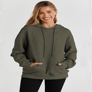 Custom Logo Print Women's Oversized Fleece Eco-Friendly <b>Waterproof</b> Breathable Windproof 320g Polyester/Cotton Winter Sweatshirt - Product Image 2