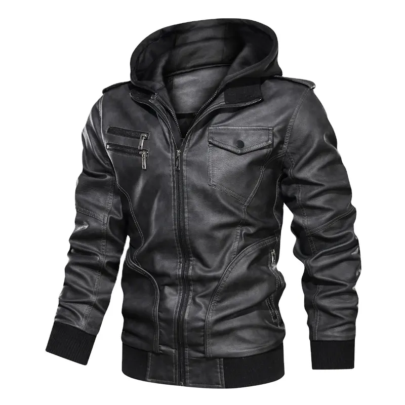 2022 New Outdoor wear Men Cool Leather Jacket Men Zipper Collar Factory Direct Men Leather Jacket