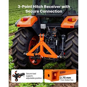 Adaptador de enganche rápido de 3 puntos para remolque con receptor de 2 pulgadas y 3 bolas de remolque para tractor - Product Image 3
