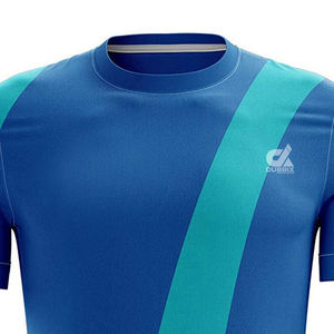 เสื้อกีฬาแขนสั้นสีฟ้าอมเขียวแบบกำหนดเอง ระบายอากาศได้ดี แห้งเร็ว เหมาะสำหรับการฝึกซ้อม ชุดทีม รับผลิตตามแบบ (OEM) ขายส่ง - Product Image 2