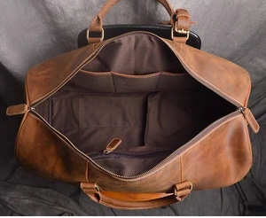Sac de voyage week-end en cuir véritable 24 pouces grande capacité vintage Crazy Horse pour homme, vente en gros, usine OEM, logo personnalisé - Product Image 4
