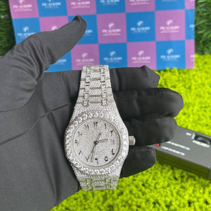 Montre automatique entièrement sertie de moissanite pour homme, mouvement mécanique, grand cadran, verre saphir, chronographe, résistante à l'eau - Product Image 4