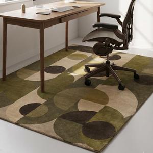 Modern Classic Abstract Geometric Wool Area <b>Rug</b> Green Beige Rectangle Floral Pattern <b>Flat</b> Pile Hand Tufted Carpet Living Room - Product Image 2