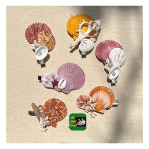 Pinces à cheveux en coquillages naturels, résine et métal, accessoires décoratifs pour coiffures, pour les collections de mode resort du Vietnam - Product Image 1