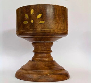 Tour en bois tour métal détails porte-encens, prix abordable diffuseur d'arôme en bois fait main, bougeoir en bois - Product Image 2