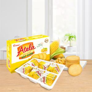 Craquelins de maïs croustillants HALAL Atela 342g Produit FMCG faible en gras du Vietnam Biscuits sucrés salés en boîte Sachet emballage bon prix - Product Image 2