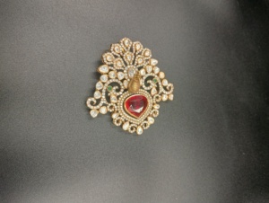 Juego de Joyas de Circonio con Forma de Flor Clásica Chapado en Oro con Piedra Roja, Juego de Collar, Pendientes y Anillo de Boda Vintage para Mujer - Product Image 4
