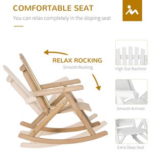 Silla Mecedora Adirondack de Madera Rústica con Diseño de Listones para Interiores y Exteriores, para Patio y Jardín, Color Natural - Product Image 6