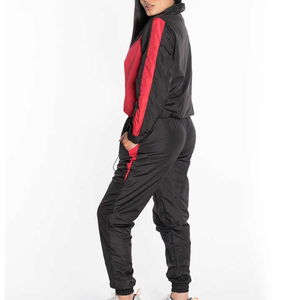 Conjunto de 2 piezas para mujer al por mayor, informal de invierno, transpirable, talla grande, cortavientos liso, chándal de longitud completa con cordón y forro de malla - Product Image 6