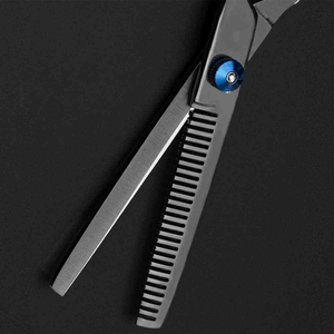 Professional Hair Thinning Scissors Custom Logo Stainless Steel Barber Texturizing Shears Salon <b>Blending</b> Scissors Blue Crystals - Product Image 5