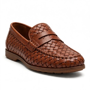 Meilleures chaussures mocassins en cuir tressé marron pour hommes, à bout rond, à enfiler, avec semelle intérieure confortable, pour le bureau et les occasions professionnelles, toutes saisons, semelle extérieure en caoutchouc, de BD - Product Image 1