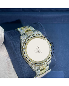 Reloj de Pulsera de Diamantes con Incrustaciones de Oro y Plata de Primera Calidad, Caja de Acero Inoxidable Resistente para Hombre, Disponible para Exportación - Product Image 4