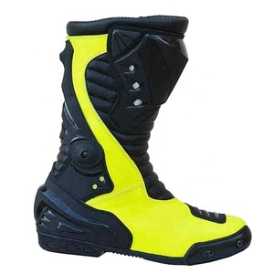Chaussures de moto en cuir pour la conduite sur route, avec mesh respirant, grip antidérapant et rembourrage de soutien de la cheville pour les motards - Product Image 1