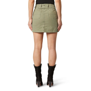 Jupe courte en jean vert olive, taille basse, multi-poches, coupe droite, en mélange de coton, fonctionnelle, durable, pour l'été - Product Image 2