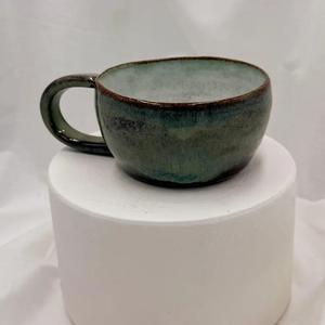 Taza de Cerámica Rústica para Latte con Acabado Esmaltado Moteado a Mano, Forma de Tazón Ancho, Asa Resistente, Diseño que Retiene el Calor - Product Image 3