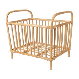 Medium Size Rattan Doll Bassinet Bed Rattan Doll Cradle with Extra Strong Frame and Cushion for Kids Pretend Play Doll Furniture - Product Image 2