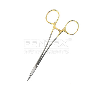 Porte-aiguilles/porte-sutures manuel en acier inoxydable TC Sarot de qualité supérieure, inserts en carbure de tungstène, anneaux dorés, certifié CE Classe I - Product Image 1