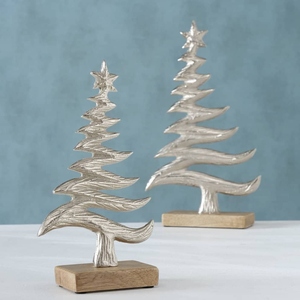 Árbol de Navidad decorativo niquelado de diseño moderno con base de madera de mango, decoración dorada para árbol de Navidad - Product Image 5