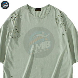 T-shirts pour hommes 100% coton, coupe ample, imprimés, effet vieilli, décontractés, de haute qualité - Product Image 2