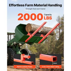 งาคีบพาเลทแบบหนัก รับน้ำหนักได้ 2000 ปอนด์ ความยาวรวม 43 นิ้ว พร้อมอุปกรณ์ยึดติดเร็ว ใช้ได้กับรถแทรกเตอร์และรถยก - Product Image 2