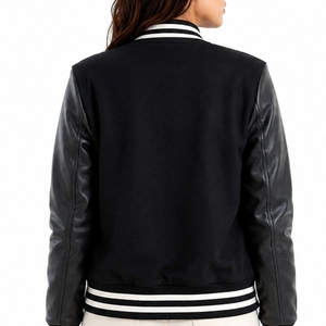 Chaqueta Premium para Mujer, Estilo Universitario, de Algodón, Manga Larga, Cuello Alto, Frente Sólido, Transpirable, Impermeable, para Otoño, Personalizable - Product Image 2