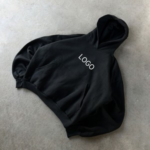 Men's <b>Black</b> Regular Fit Hooded <b>Sweatshirt</b> with Back Graphic Print Casual Autumn Wear 100% Cotton Fleece Material Pocket - Product Image 2