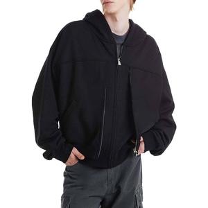 Sweat à capuche zippé pour homme, surdimensionné, de haute qualité, style vintage, effet délavé soleil et usé, délavé à l'acide - Product Image 2