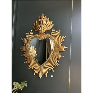 Wholesale Gold Sacred Heart Wall <b>Mirror</b> <b>Vintage</b> Sunburst Flamed Heart Shaped Decorative <b>Mirror</b> For Living Room Interior Decor - Product Image 1