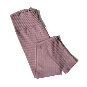 Women's High Stretch Ribbed Polyester Elastic Waist Full Length Gym Yoga <b>Pants</b> Scrunch <b>Bum</b> Tights - Product Image 1