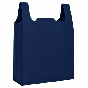 Navy Blue Premium Eco-Friendly Non-Woven U Cut Shopping Tote Bag Durable Custom Logo Printed Packaging Zipper Dot Business - Product Image 1