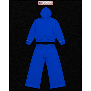 Conjunto Deportivo Azul Rey Personalizado para Hombre, Sudadera con Cremallera Completa, Pantalones Deportivos de Pierna Ancha, Logotipo Gráfico, Ropa Deportiva Casual, Venta al Por Mayor - Product Image 6