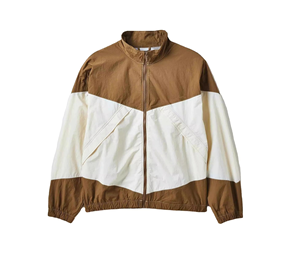High Quality Men Beige <b>White</b> Contrast Panel Windbreaker <b>Jacket</b> Lightweight Zip Up Casual Outdoor Stylish Streetwear Fashion - Product Image 4