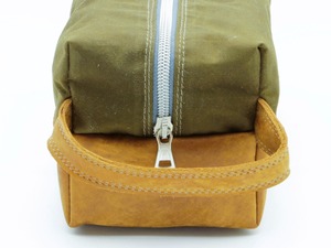 Custom Logo Vintage Waxed Canvas Leather Toiletry Bag <b>Mens</b> Shaving Dopp Kit Travel Cosmetic Organizer <b>Pouch</b> Case LCTB-0090 - Product Image 5