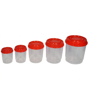 Recipientes Redondos de Plástico PP para Almacenamiento de Alimentos, Tapas Azules Herméticas, Apilables, Diseño Europeo, Frascos de Cocina para Productos Secos, Juego de 5 Piezas - Product Image 3
