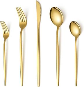 Ensemble de couverts modernes en métal, acier inoxydable, ustensiles durables pour la maison, la cuisine, les restaurants et les services de traiteur - Product Image 5