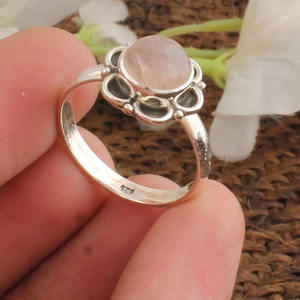 Anillo de Plata de Ley con Cuarzo Rosa Natural para Mujer, Joyería Romántica para Fiestas, Venta al por Mayor, Precio de Fábrica de Piedras Preciosas Genuinas - Product Image 1