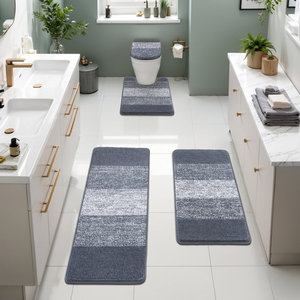 Tapis de salle de bain doux et absorbants en microfibre, tapis de bain et tapis de sol en forme de U pour la zone des toilettes - Product Image 1