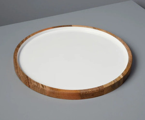 Plateau en bois naturel fait main avec intérieur en émail de coquillage perlé, plateau de service en bois de coco de qualité supérieure, plateau décoratif pour la nourriture - Product Image 5