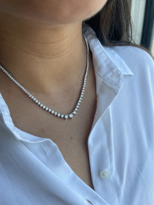 Women's Rhodium Plated Cubic Zirconia <b>Choker</b> Necklace Round Brilliant Prong Setting Snake Chain Classic Style Daily Wear - Product Image 2
