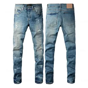Men's Stylish Distressed Pencil Pants Jeans Premium Denim Stonewashed Woven Autumn <b>Winter</b> Embroidery Button - Product Image 5