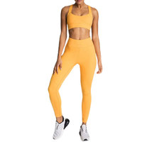 Conjunto de yoga de compresión, alta elasticidad, transpirable, top corto y leggings para entrenamiento de yoga, correr, fitness y deportes.