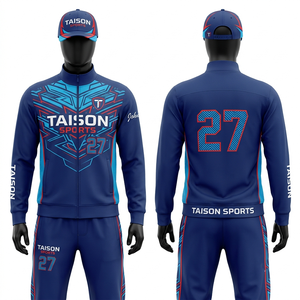 Mens Floor <b>Ball</b> <b>Track</b> Suit 290 GSM Premium Polyester Knit Blue Black White Athletic Panel Style Custom Embroidery Sublimation - Product Image 5