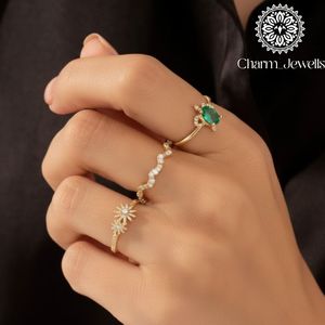 ชาร์ม_จิวเวลส์แหวนมอสซาไนต์รูปดอกไม้ชุบทอง 18K สำหรับผู้หญิง สวมใส่ได้ทุกวัน - Product Image 4