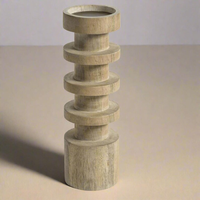 Ensemble de porte-bougies en bois de manguier sculpté à la main : Décoration rustique pour la maison par B H Brothers